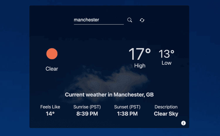 Current Manchester weather showcasing a sunny background